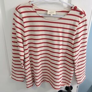 Sézane Colette marinière size L ecru/coral